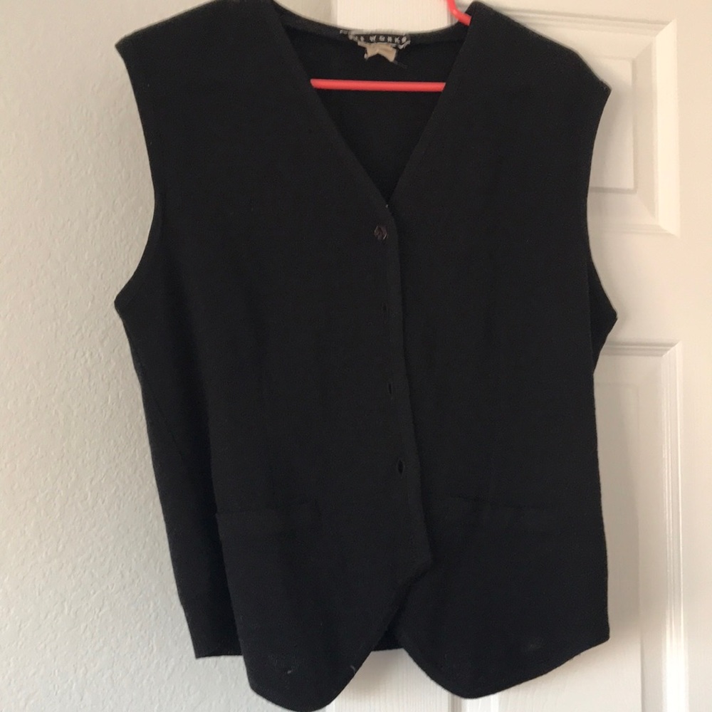 Saks black button vest